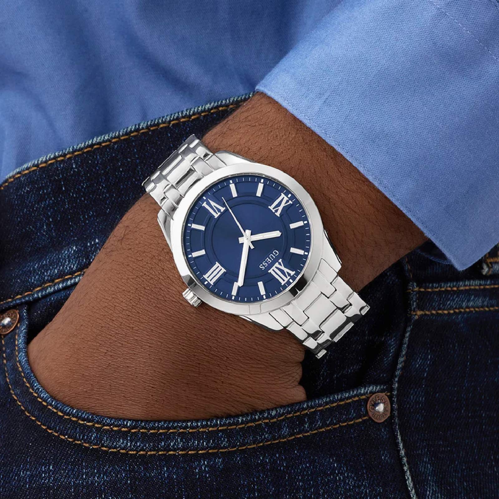 Relógio Guess GW1008G1 Masculino 44mm Aço Inox Prata 2