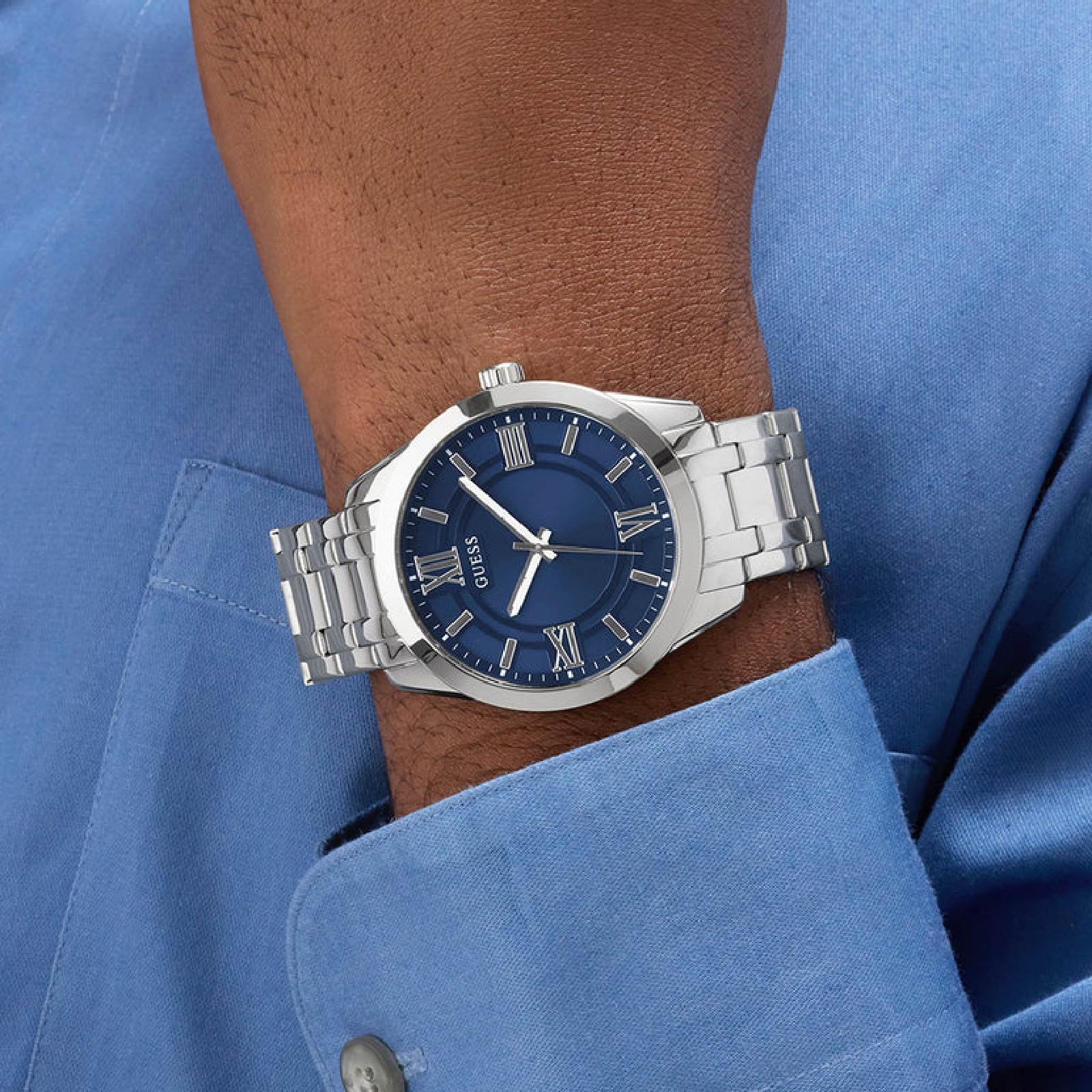 Relógio Guess GW1008G1 Masculino 44mm Aço Inox Prata 6