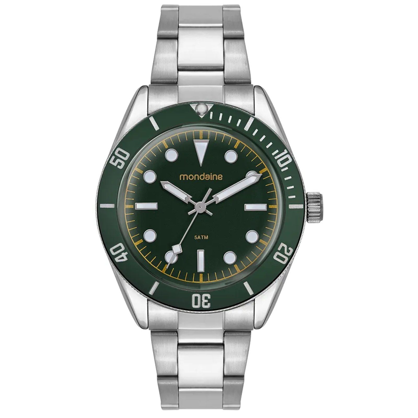 Relógio Mondaine 33038G0MVNE4 40mm Aço Vidro Dome Verde