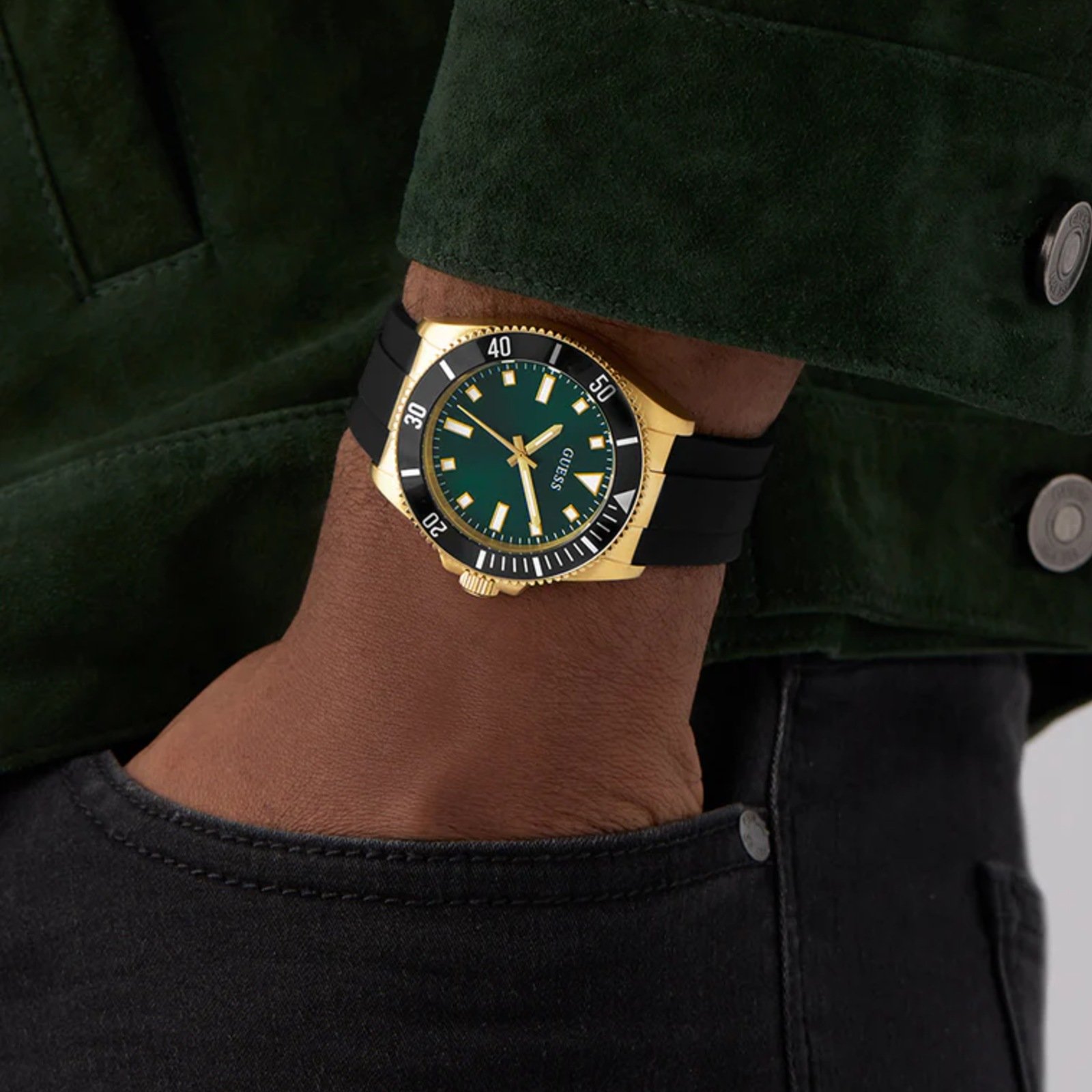 Relógio Guess Masculino GW0969G2 Verde e Dourado 41mm Dourado 3
