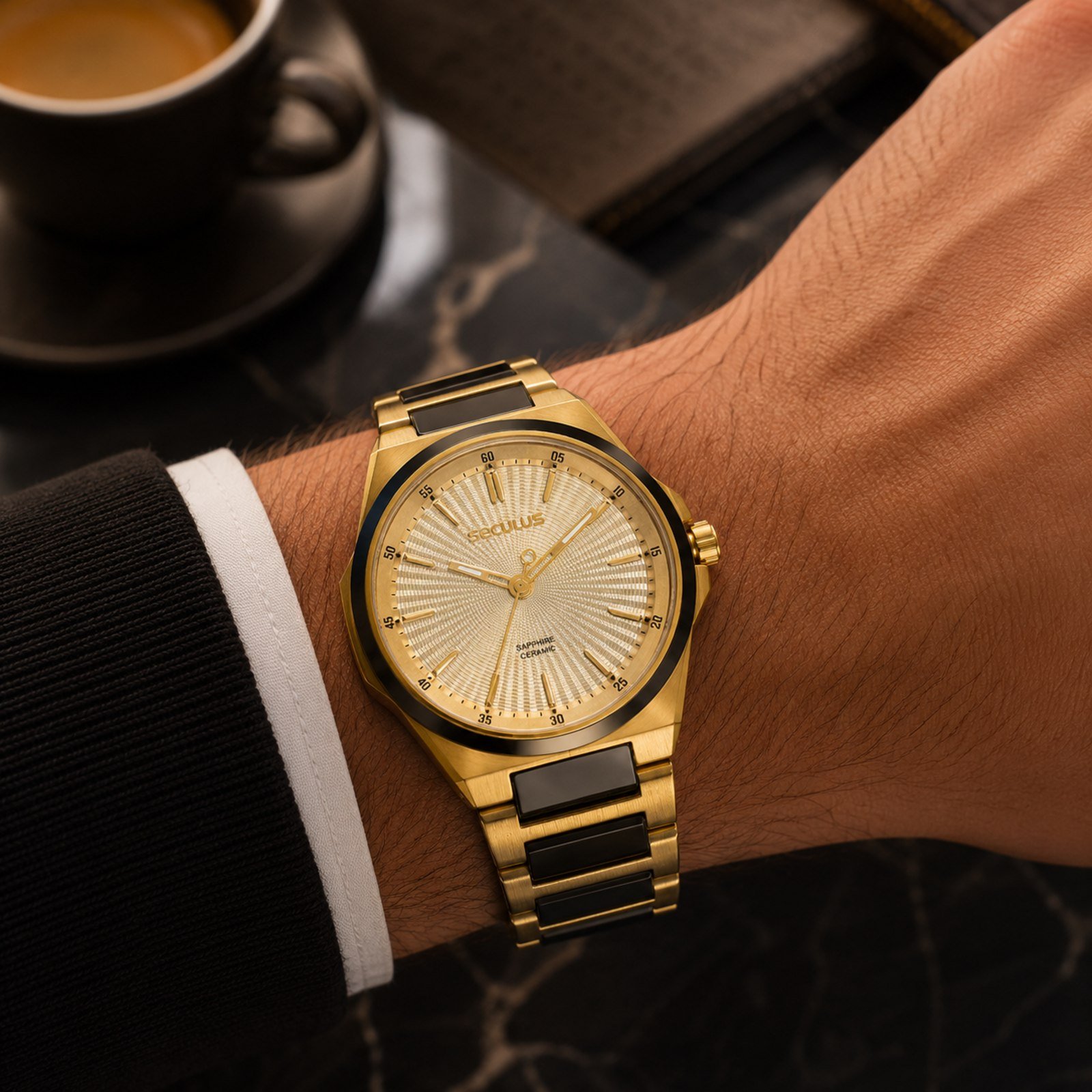Relógio Seculus Kyoto Slim 77352GPSVDQ1 42mm Dourado 2