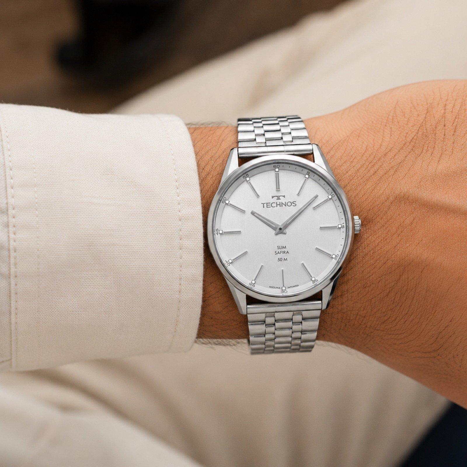 Relógio Technos Masculino GL22BA/1K 42mm Aço Inox Prata 2