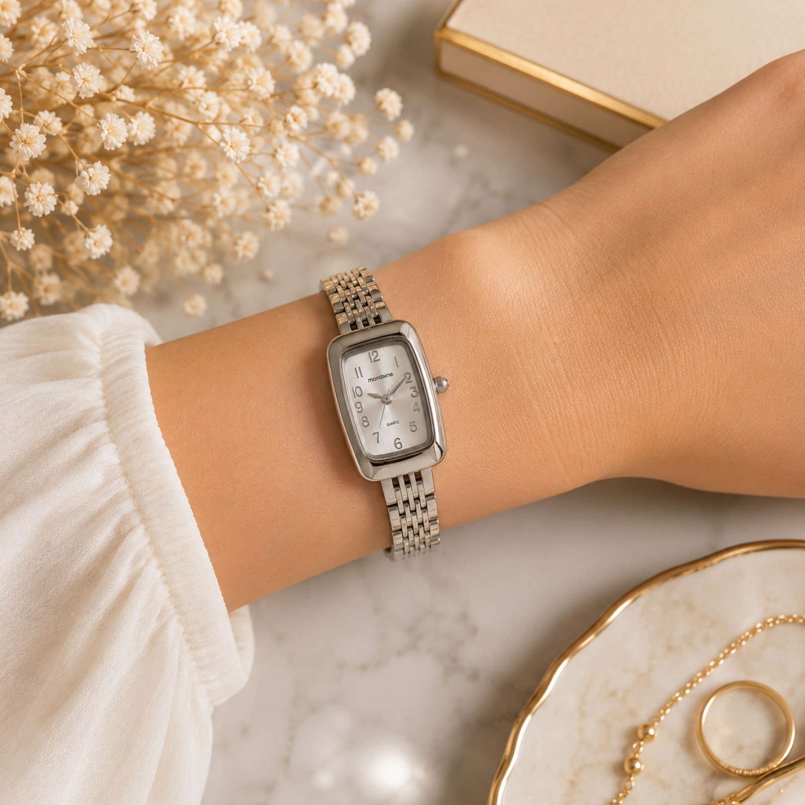 Relógio Mondaine Retangular 33007L0MVNE2 21.5mm Prata 2