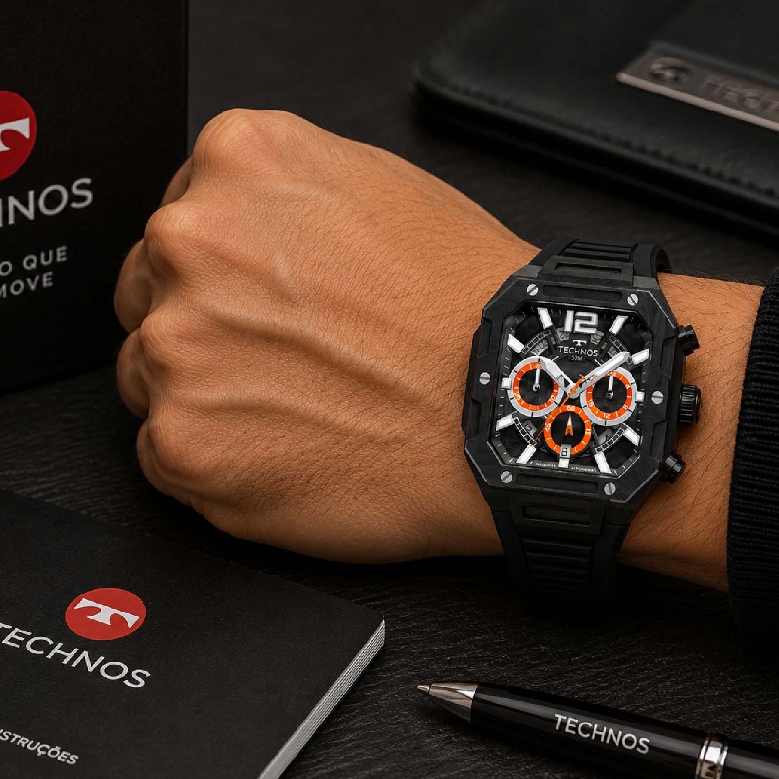 Relógio Technos TS Carbon Fibra De Carbono JS25BDR/2P 43mm Preto 2