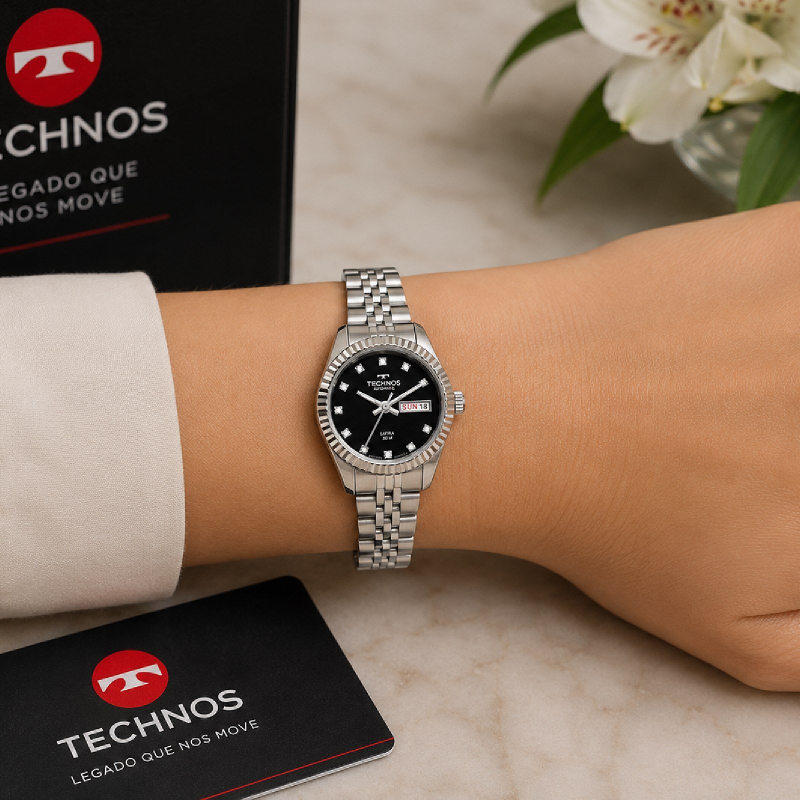 Relógio Technos Feminino Automático Riviera NH06AD/1P 24mm Aço Inox Prata 2