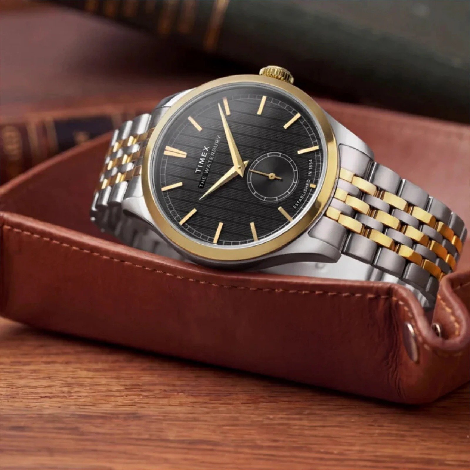 Relógio Timex Waterbury Sub Second TW2Y91900 Bicolor 39mm Dourado 3