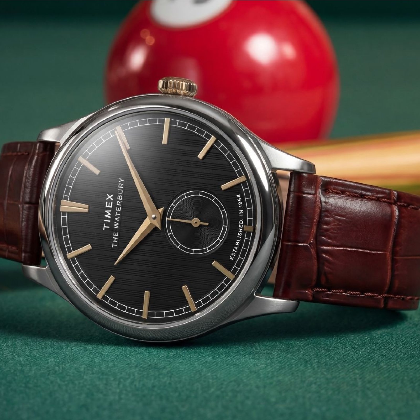 Relógio Timex Waterbury Sub Second TW2Y92100 39mm Couro Prata 3