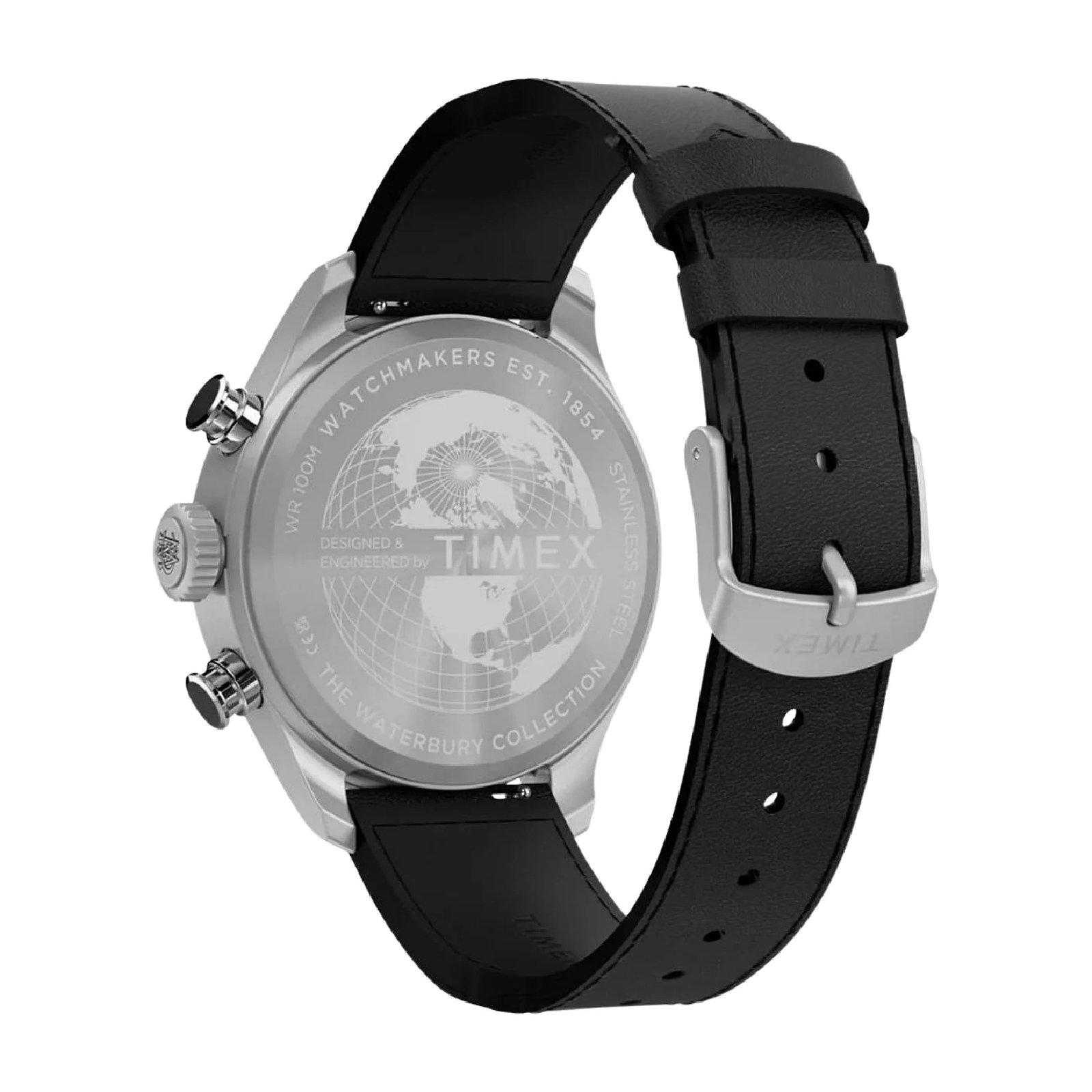 Relógio Timex Waterbury Ace Fly-Back TW2Y70000M 43mm Couro Prata 6