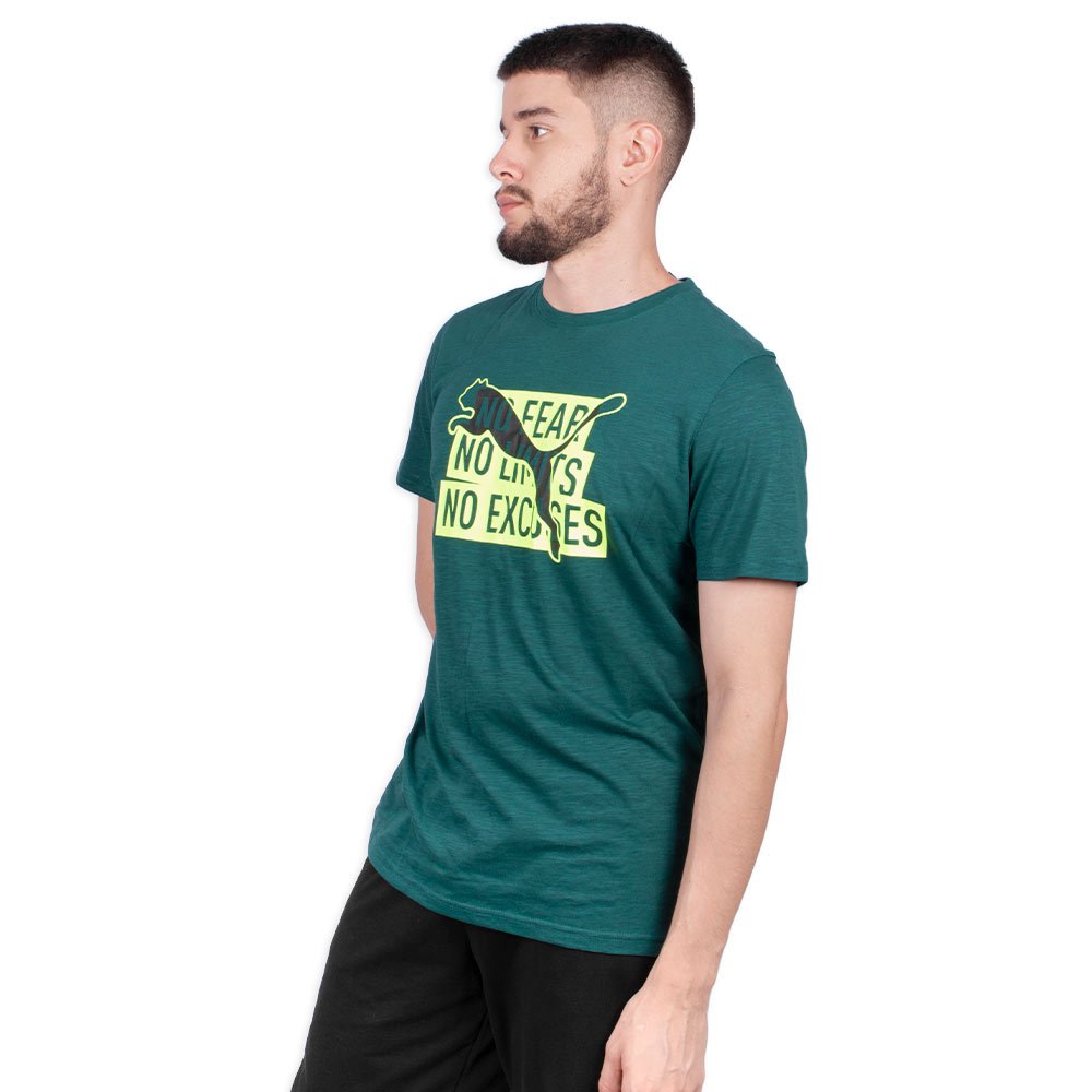 Camiseta Puma Performance Slogan Cat Training Verde 2