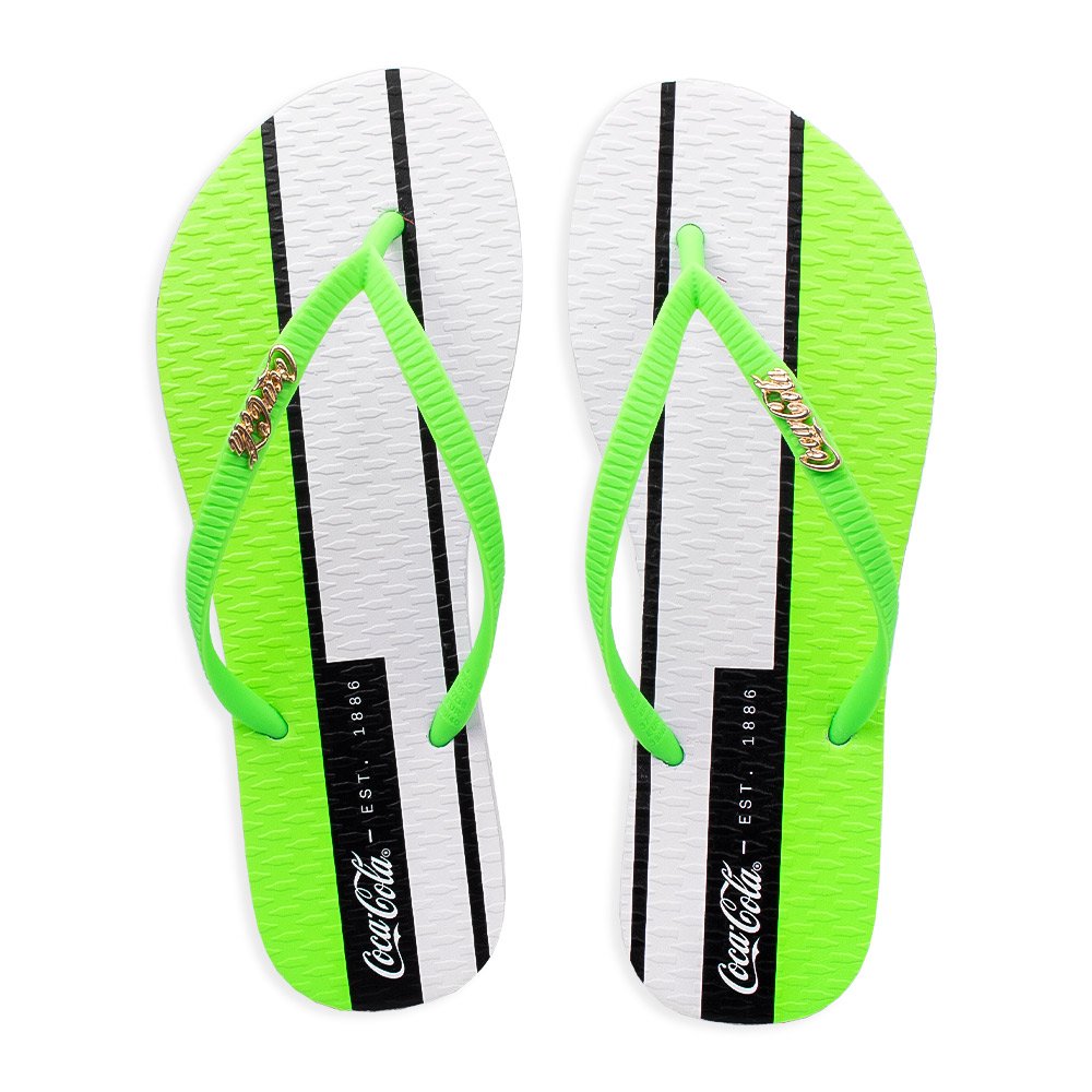 Chinelo Coca Cola Daytona Feminino Branco/verde Neon