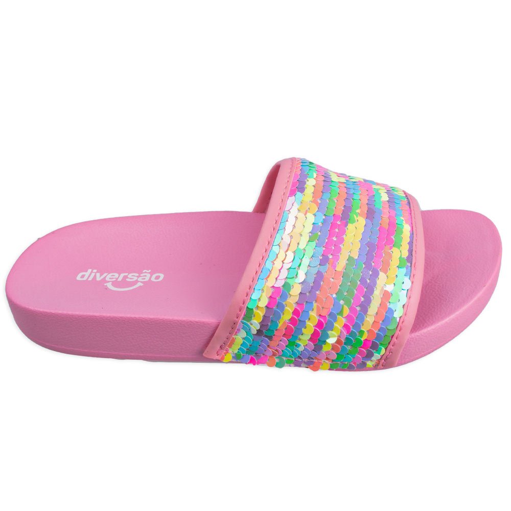 Chinelo Diversão Slide Mini Andressa Multicolor Infantil Rosa 2