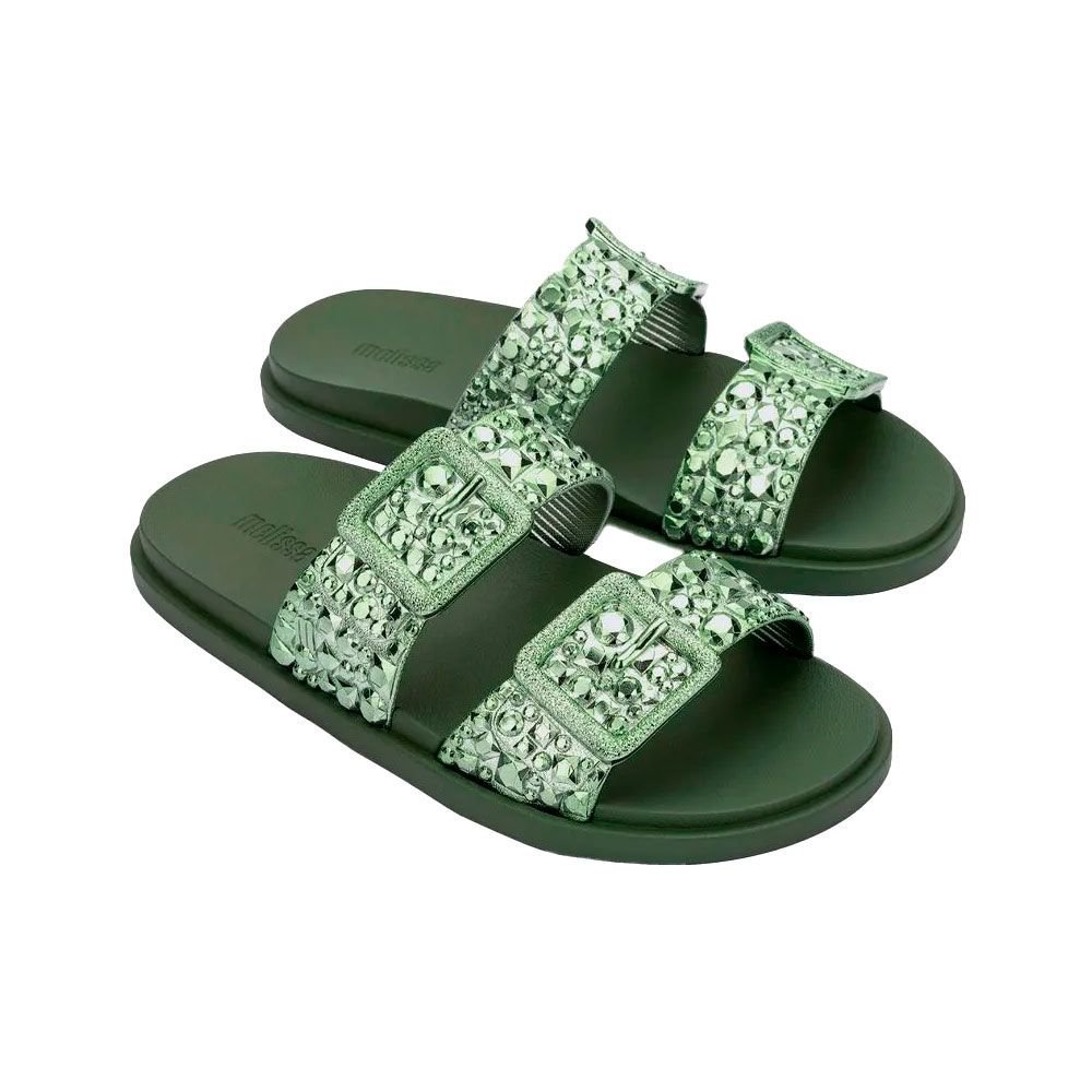 Chinelo Melissa Feminino Slide Lust com Brilho e Fivela Verde Verde 3