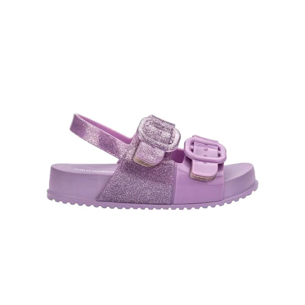 Sandália Melissa Mini Baby Cozy Slide Glitter com Fivela Lilás Roxo 2