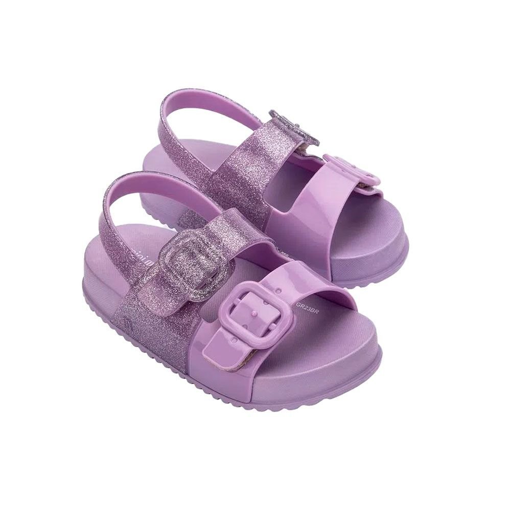 Sandália Melissa Mini Baby Cozy Slide Glitter com Fivela Lilás Roxo 3