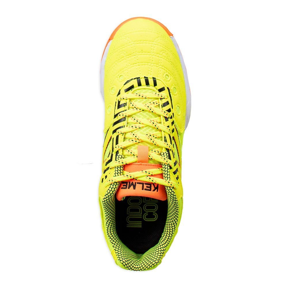 Chuteira Kelme Copa Futsal Azul Marinho e Verde Limão Amarelo 4