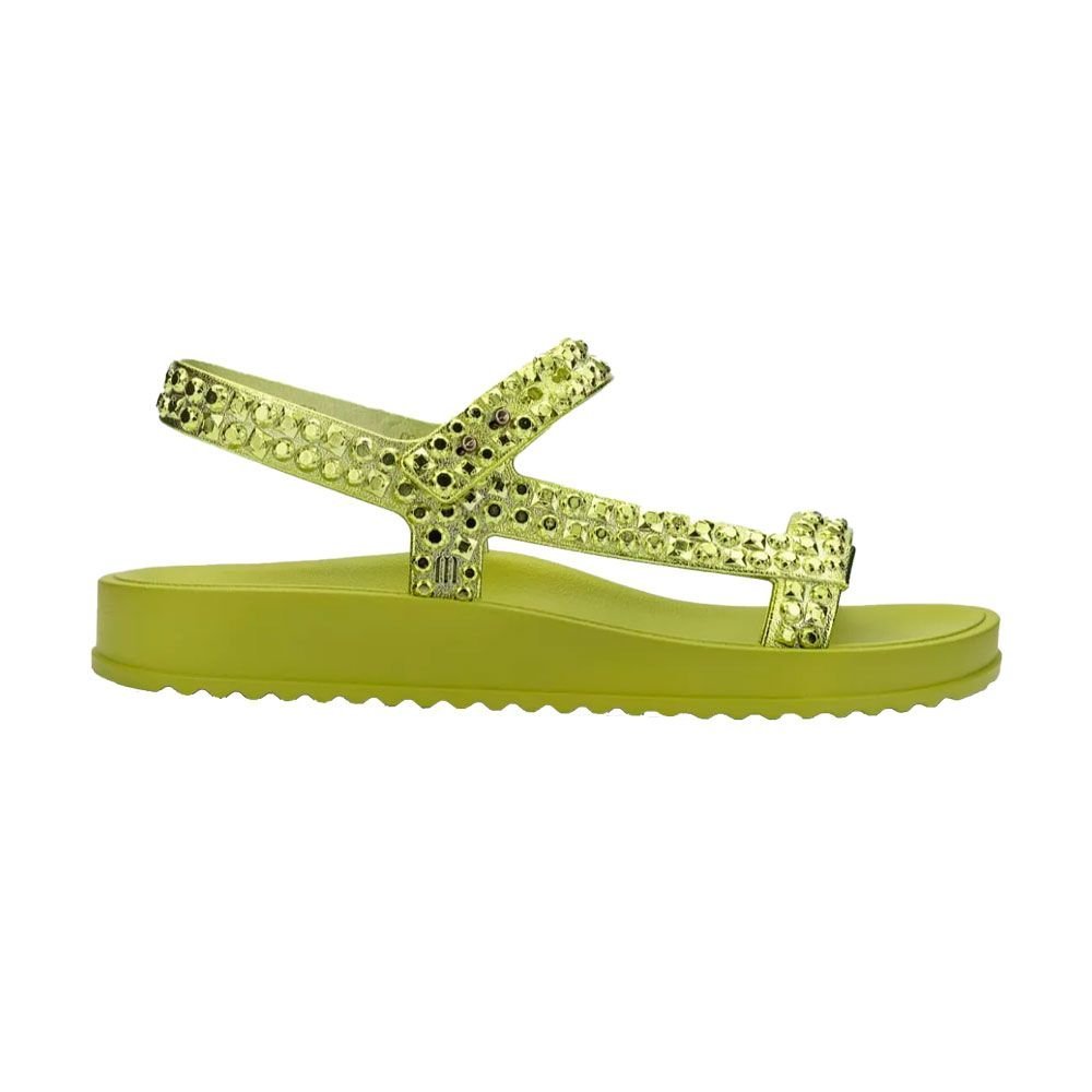 Sandália Melissa Feminina Slide Lust Tiras Melflex Cromado Verde Amarelo 2