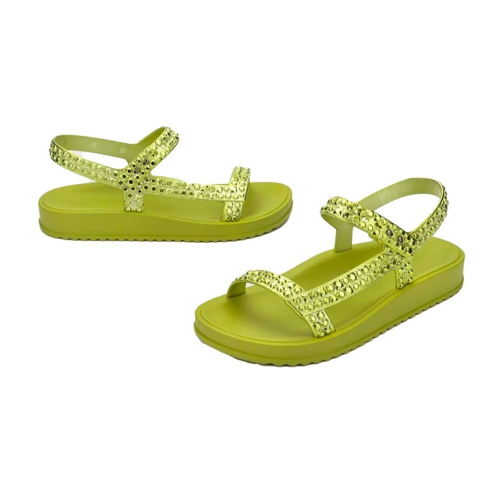 Sandália Melissa Feminina Slide Lust Tiras Melflex Cromado Verde Amarelo 4