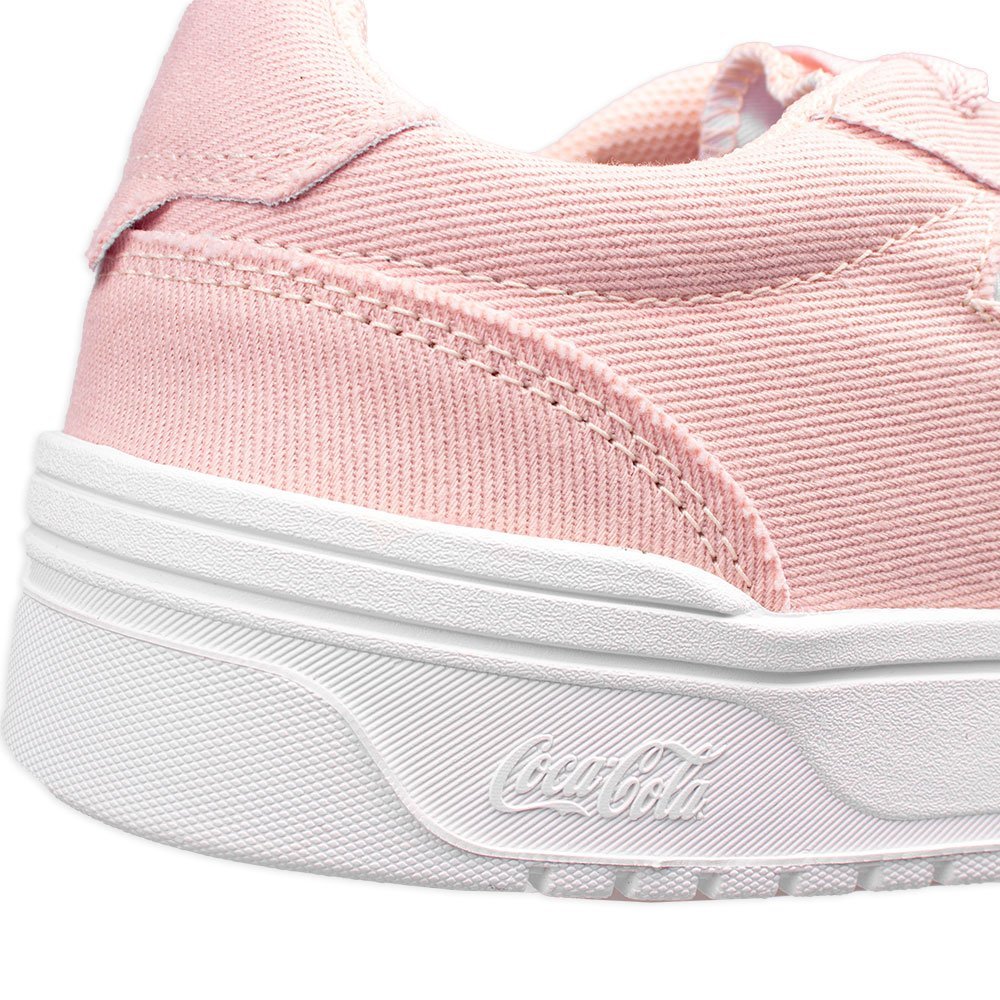 Tênis Coca Cola March Twill Masculino Casual Tecido Rosa Rosa 5