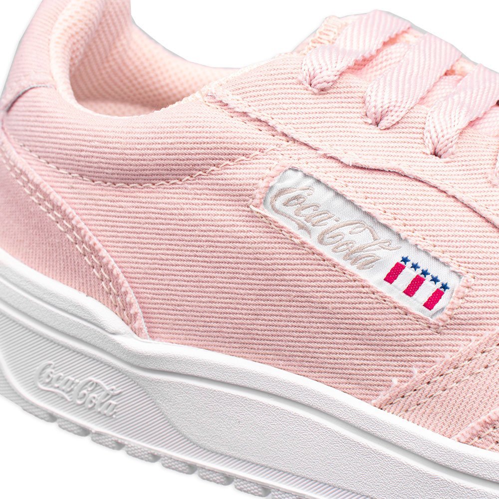 Tênis Coca Cola March Twill Masculino Casual Tecido Rosa Rosa 6