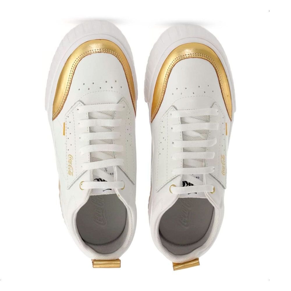 Tenis Coca Cola Rio Coast Branco/dourado Feminino Branco 4