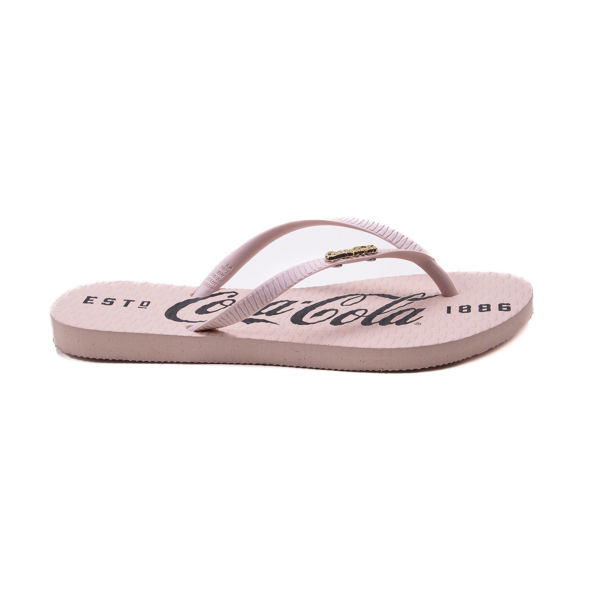 Chinelo Coca Cola 1886 Feminino Borracha Flat Rosa Claro