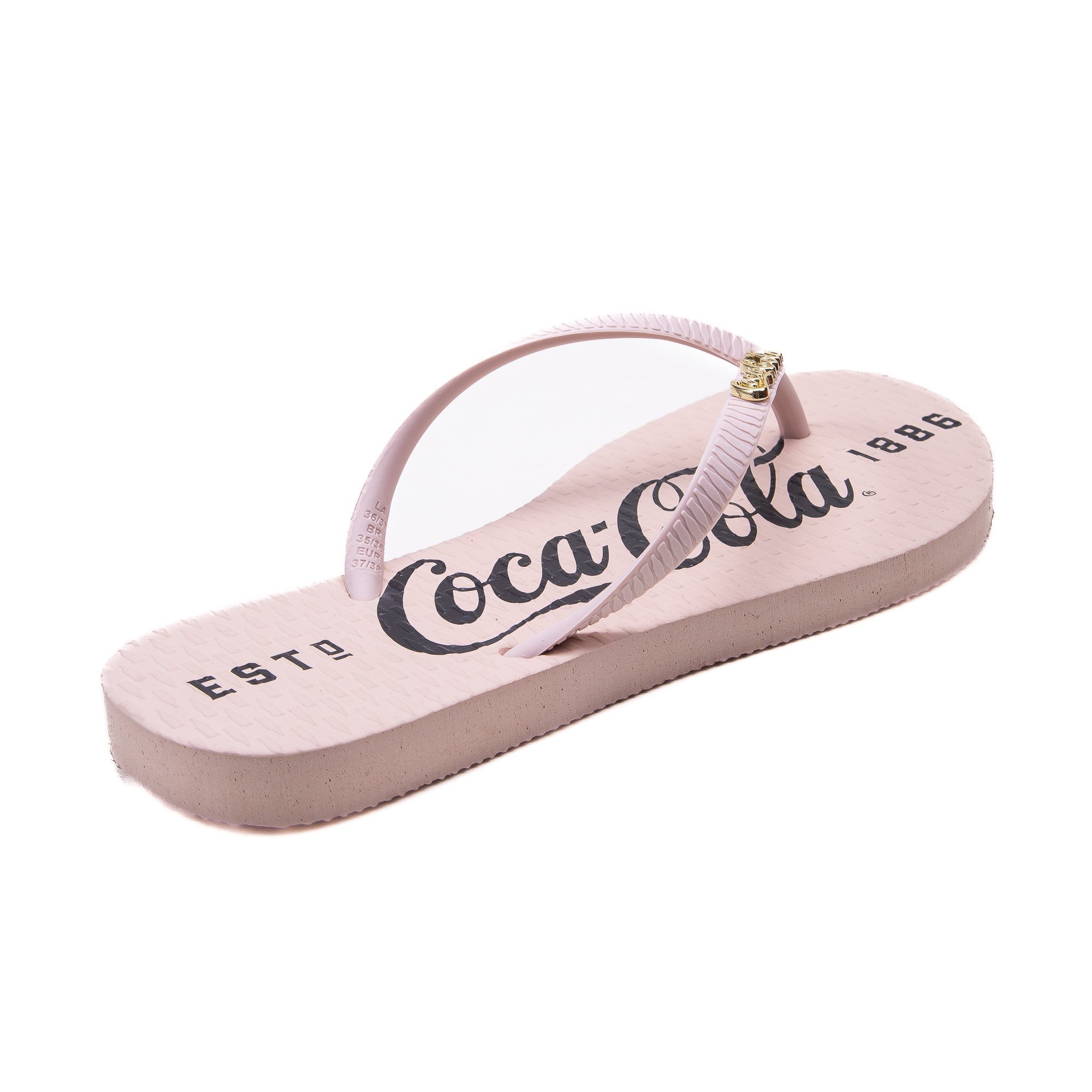 Chinelo Coca Cola 1886 Feminino Borracha Flat Rosa Claro Rosa 4