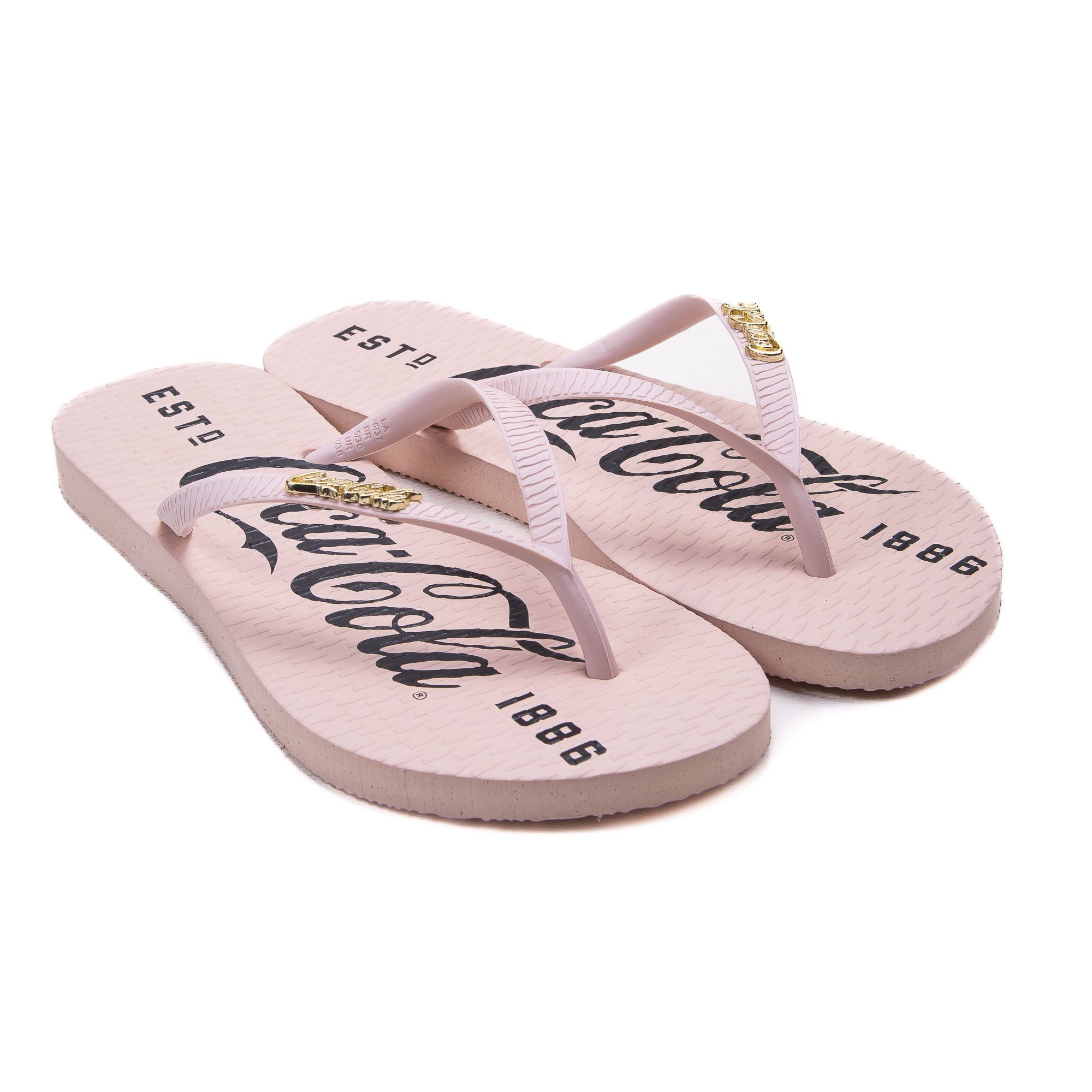 Chinelo Coca Cola 1886 Feminino Borracha Flat Rosa Claro Rosa 5