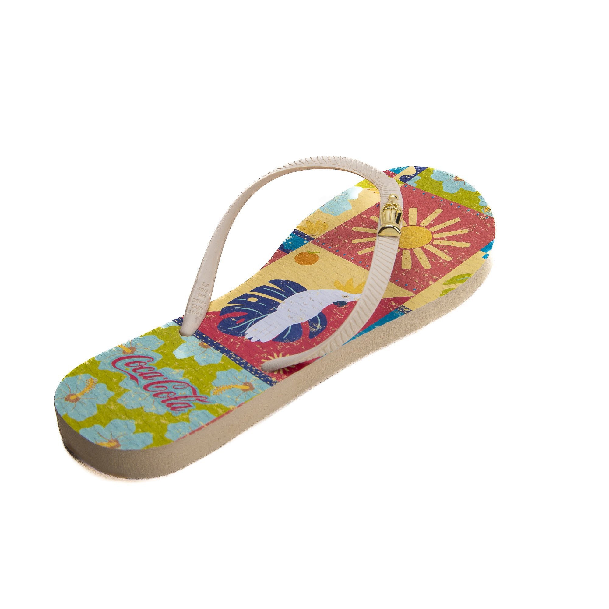 Chinelo Coca Cola Resort Feminino Rasteirinha Off White 4