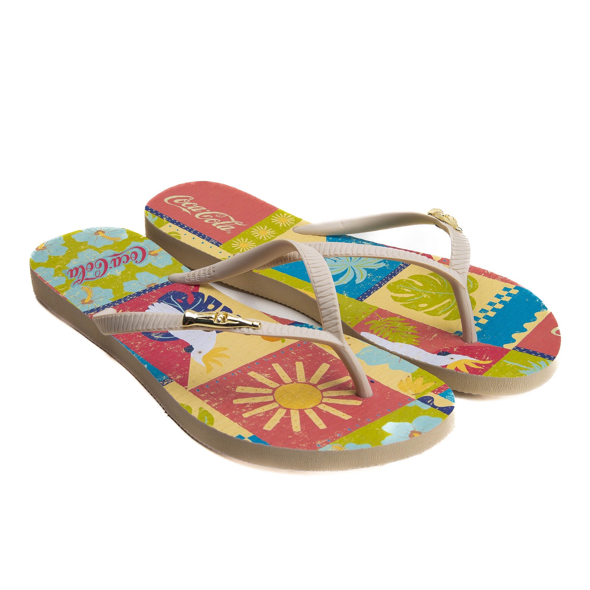 Chinelo Coca Cola Resort Feminino Rasteirinha Off White 5