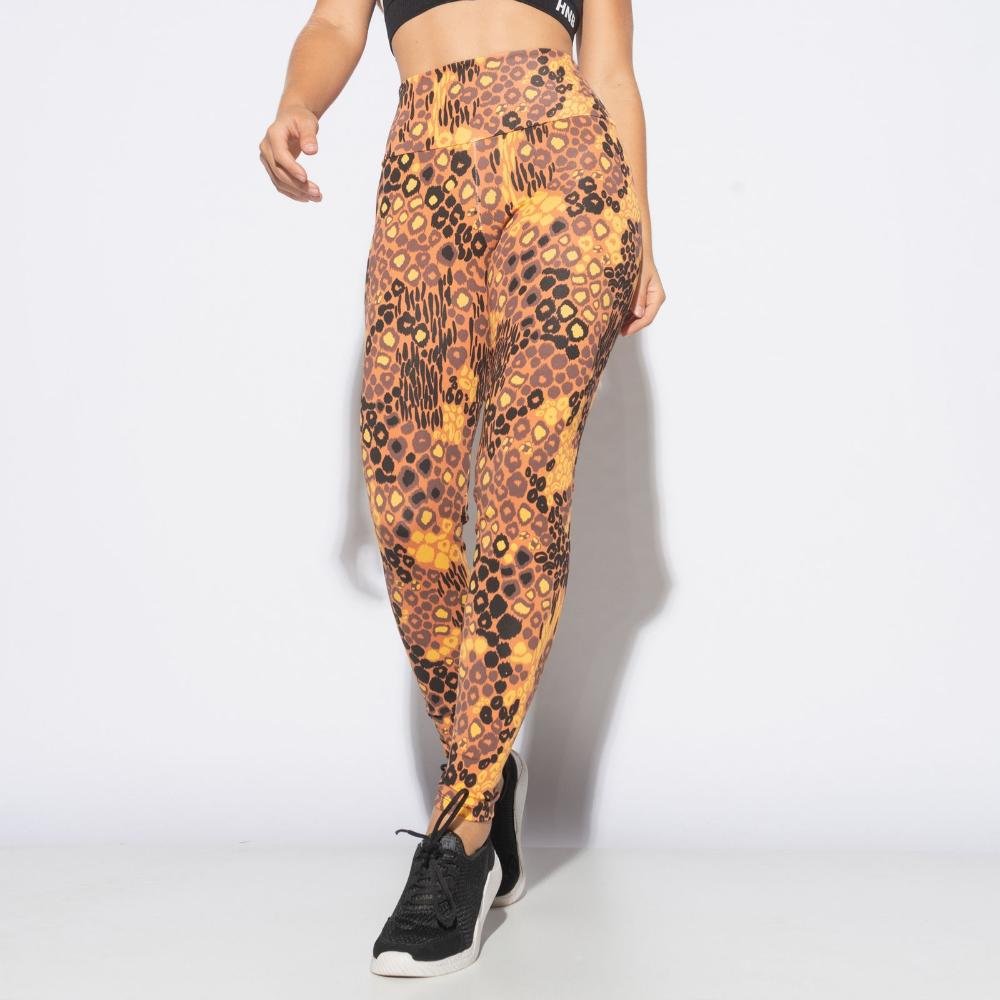 Calça Legging estampada de onça animal print moda feminina moda academia  fitnes leg