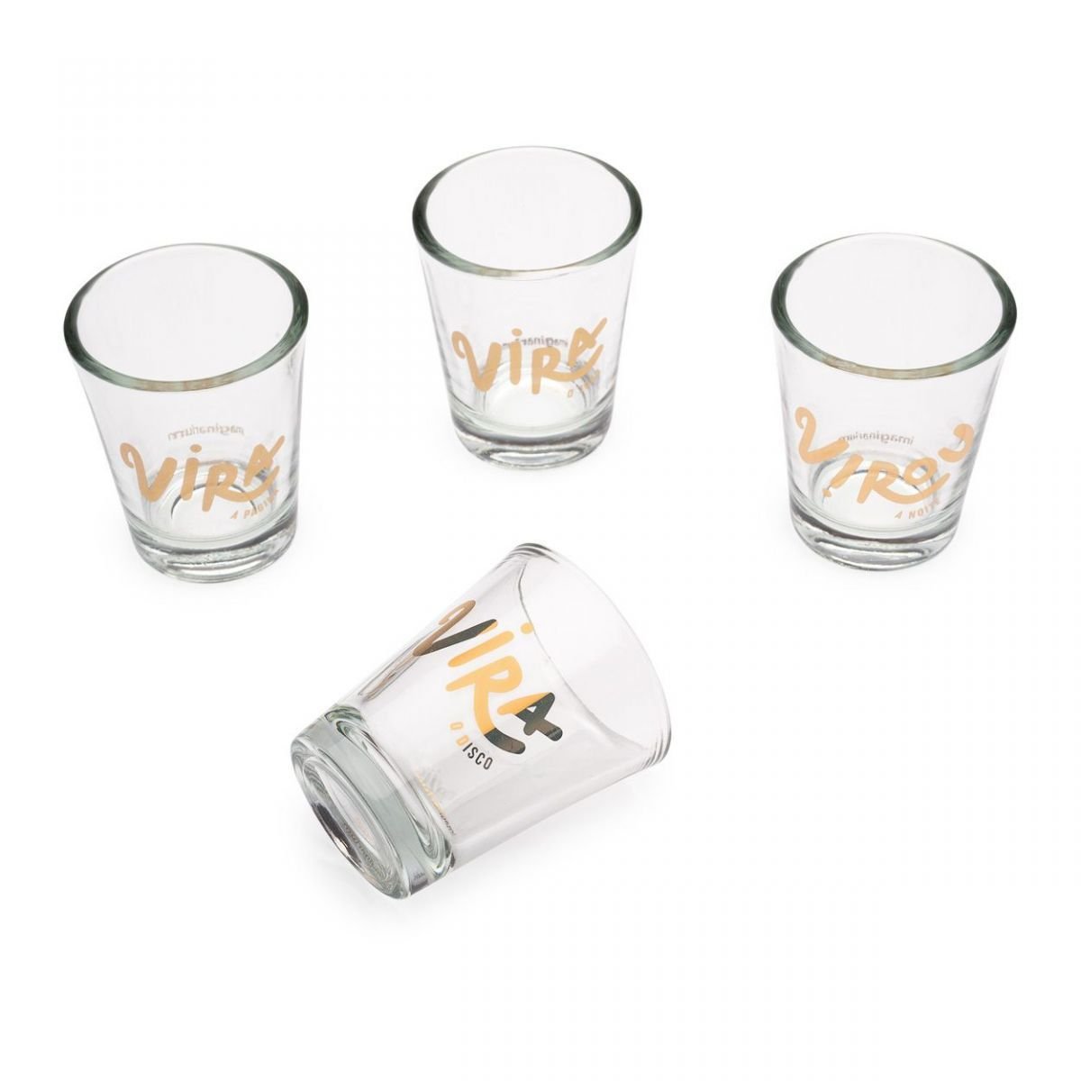 Kit Copos De Shot Vira Virou Dourado