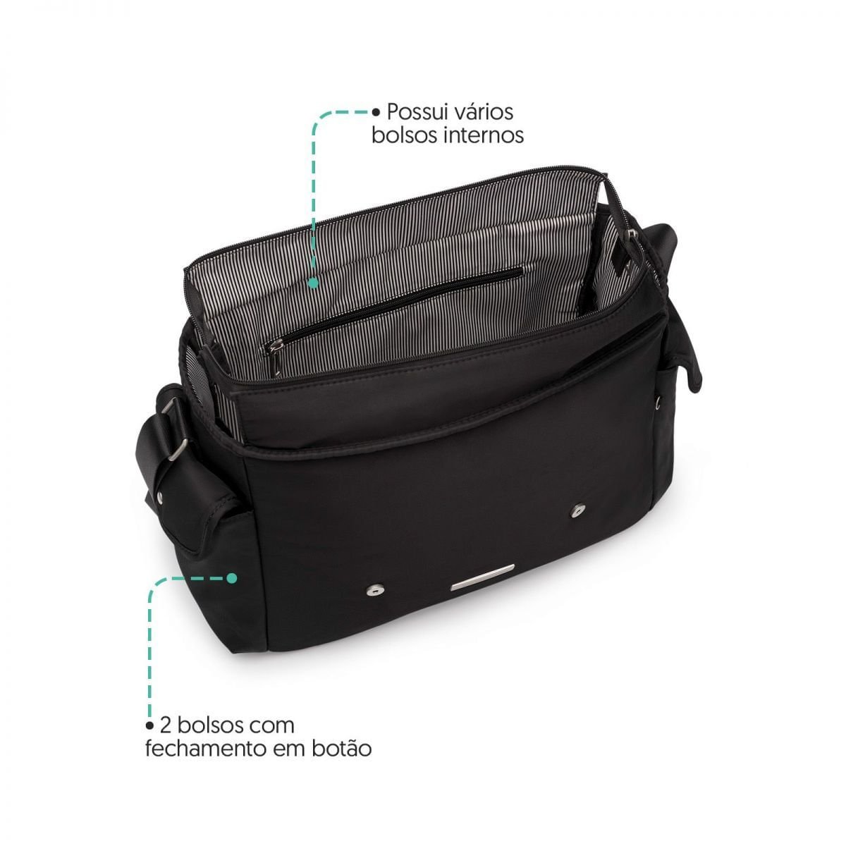 Bolsa Maternidade Fivelas Preta Preto 8