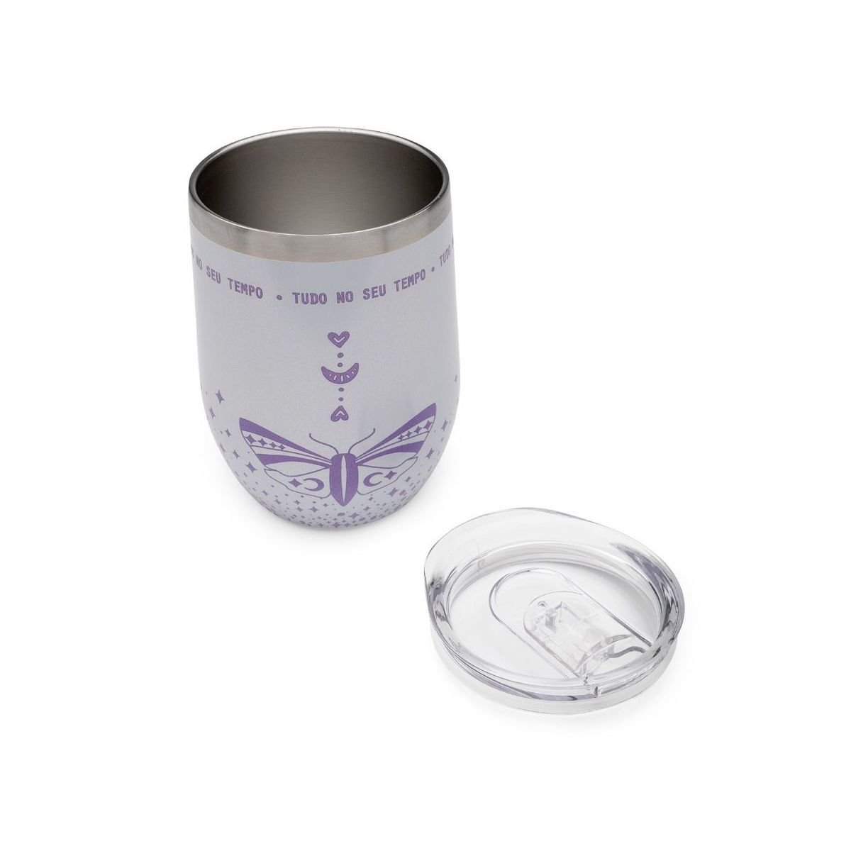 Copo Para Viagem Tudo No Seu Tempo Branco/Roxo 2