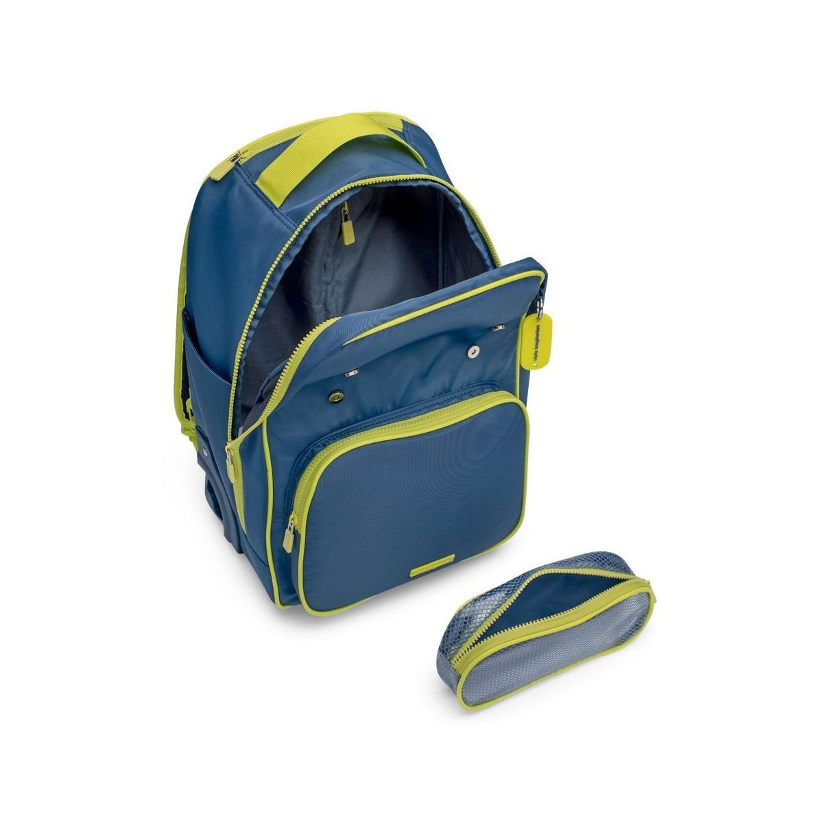 Mochila de rodinha bolso removivel neon Azul 4