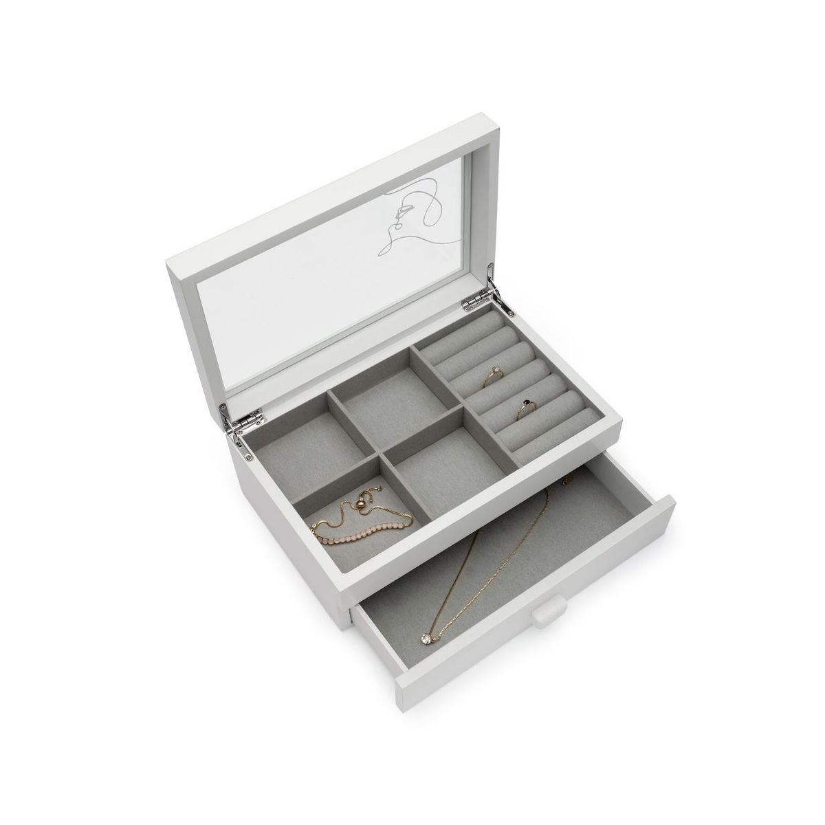 Porta Bijoux Grande de Madeira Se Cuidar Branco 1