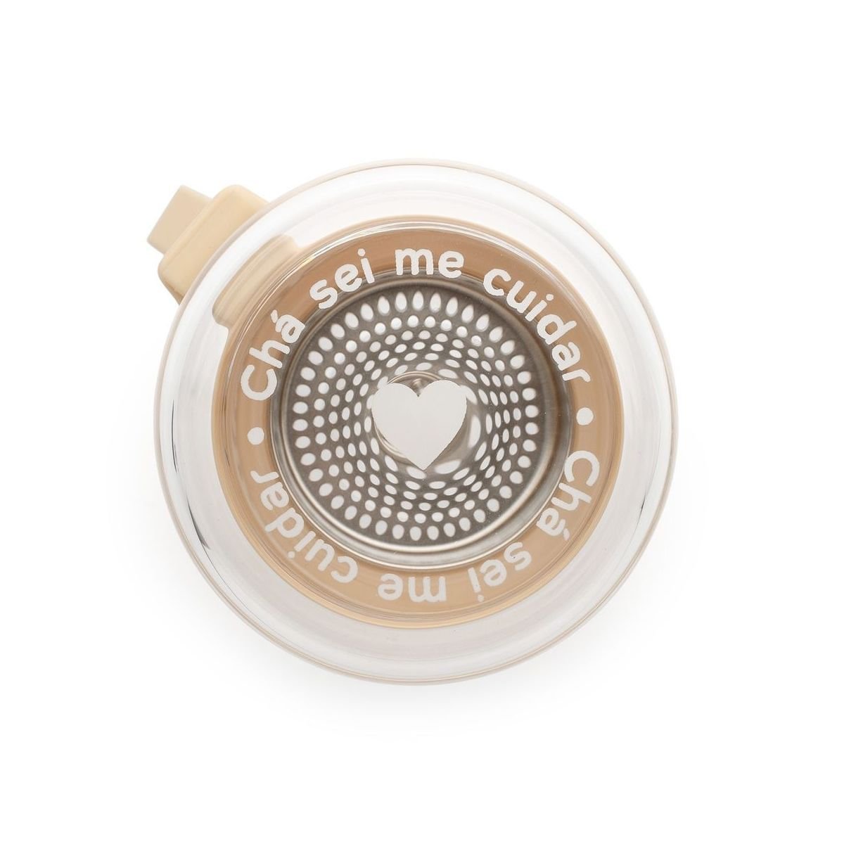 Garrafa Com Infusor Chá Sei Me Cuidar Bege 3