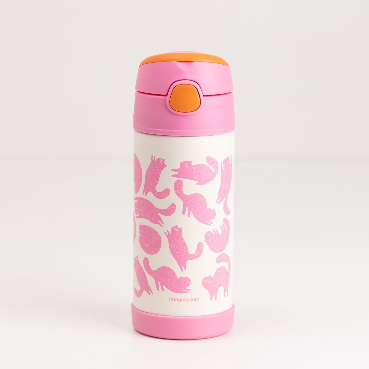 Garrafa Térmica Com Canudo Gatinhos Rosa 2