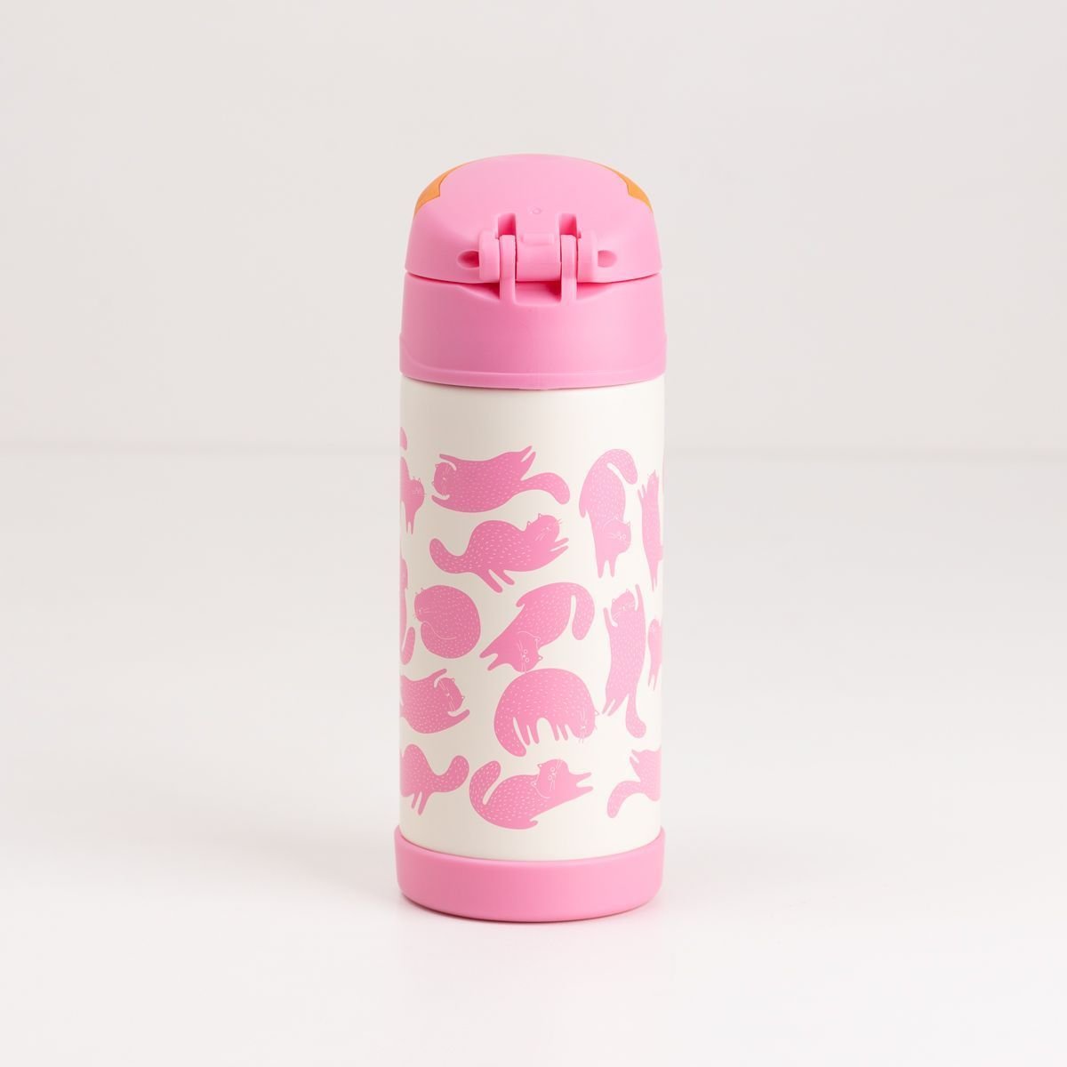 Garrafa Térmica Com Canudo Gatinhos Rosa 4