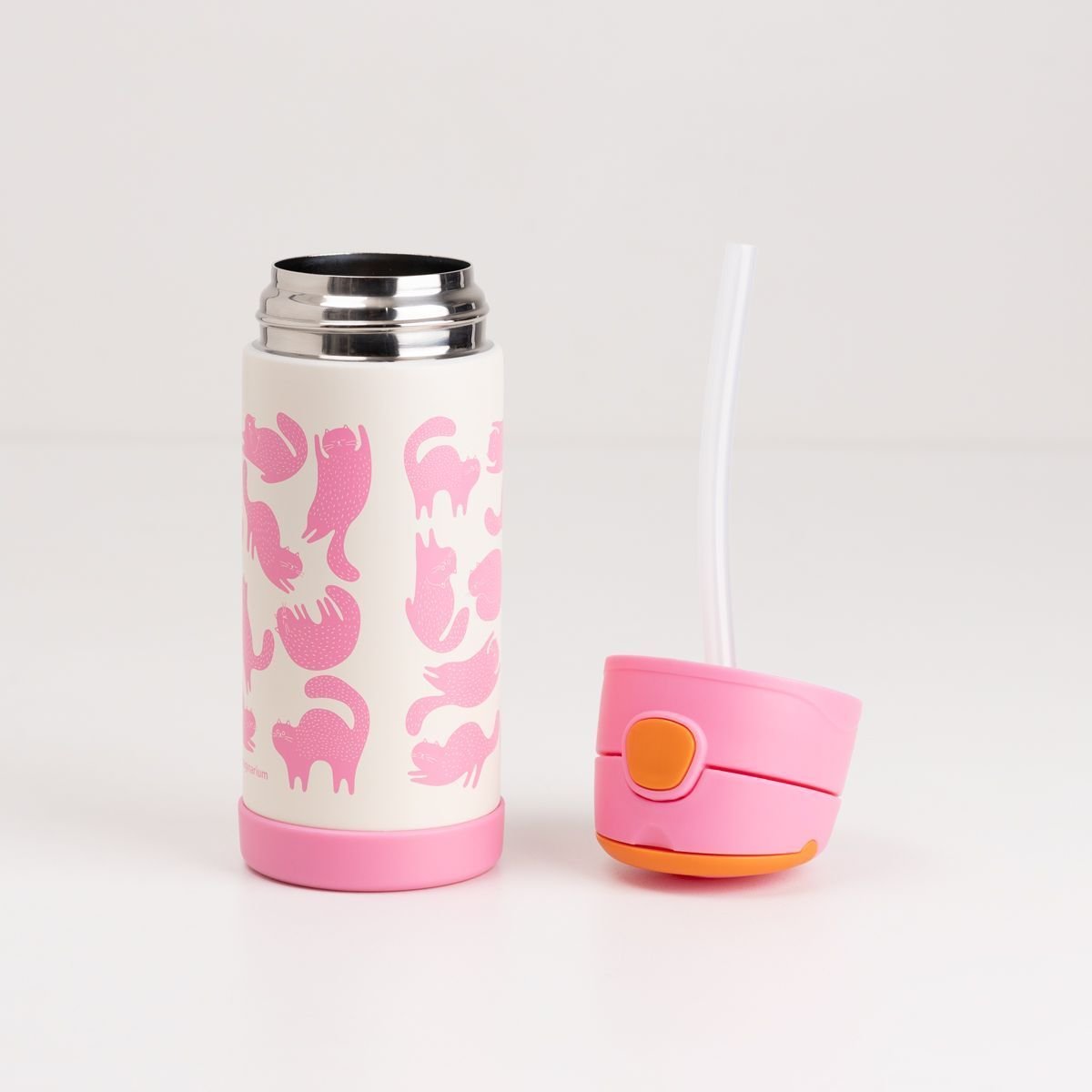 Garrafa Térmica Com Canudo Gatinhos Rosa 5