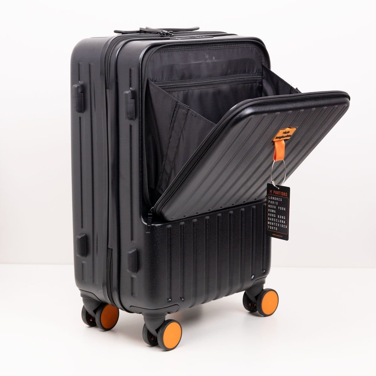 Mala de Viagem Preta Com Adesivos Preto 10