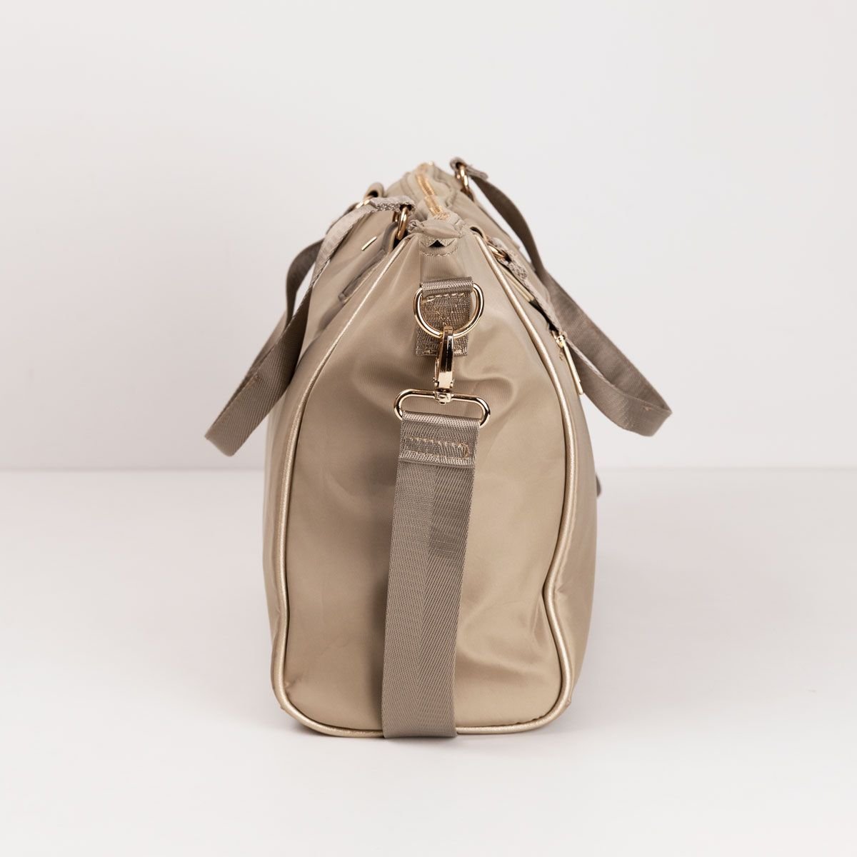 Bolsa Shopping Clara Com Pu Dourado Bege 3