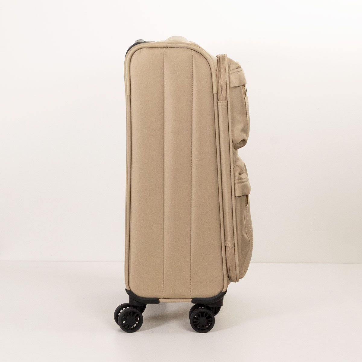 Mala De Viagem Bolsos Clara e Dourada Bege 3