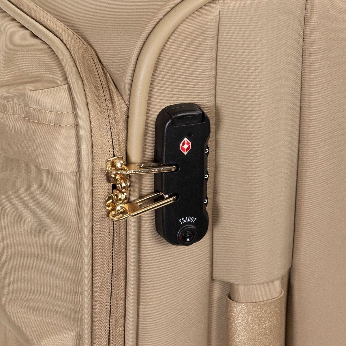 Mala De Viagem Bolsos Clara e Dourada Bege 6