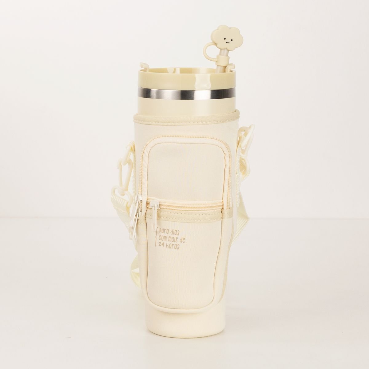 Copo Térmico Com Canudo e Case 24 Horas Bege 2