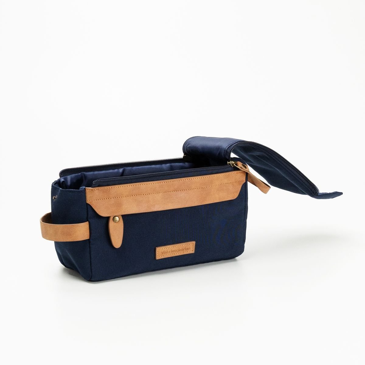 Necessaire Canvas Marinho e Marrom Azul Marinho/Bege 5