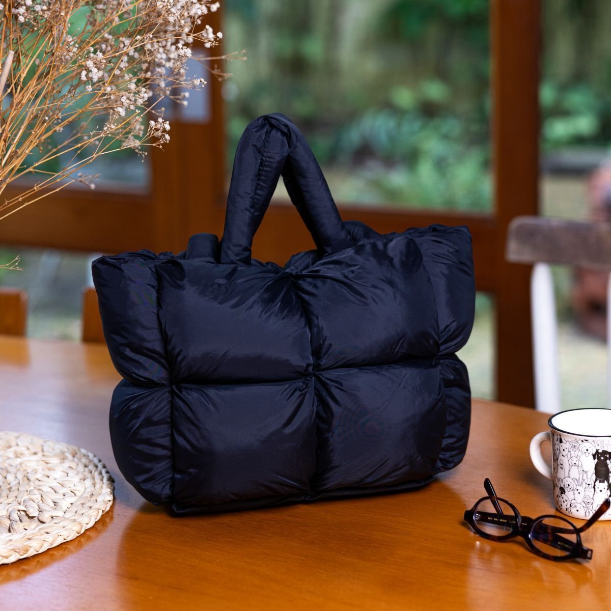 Bolsa Puffer Alças Preta Preto 2