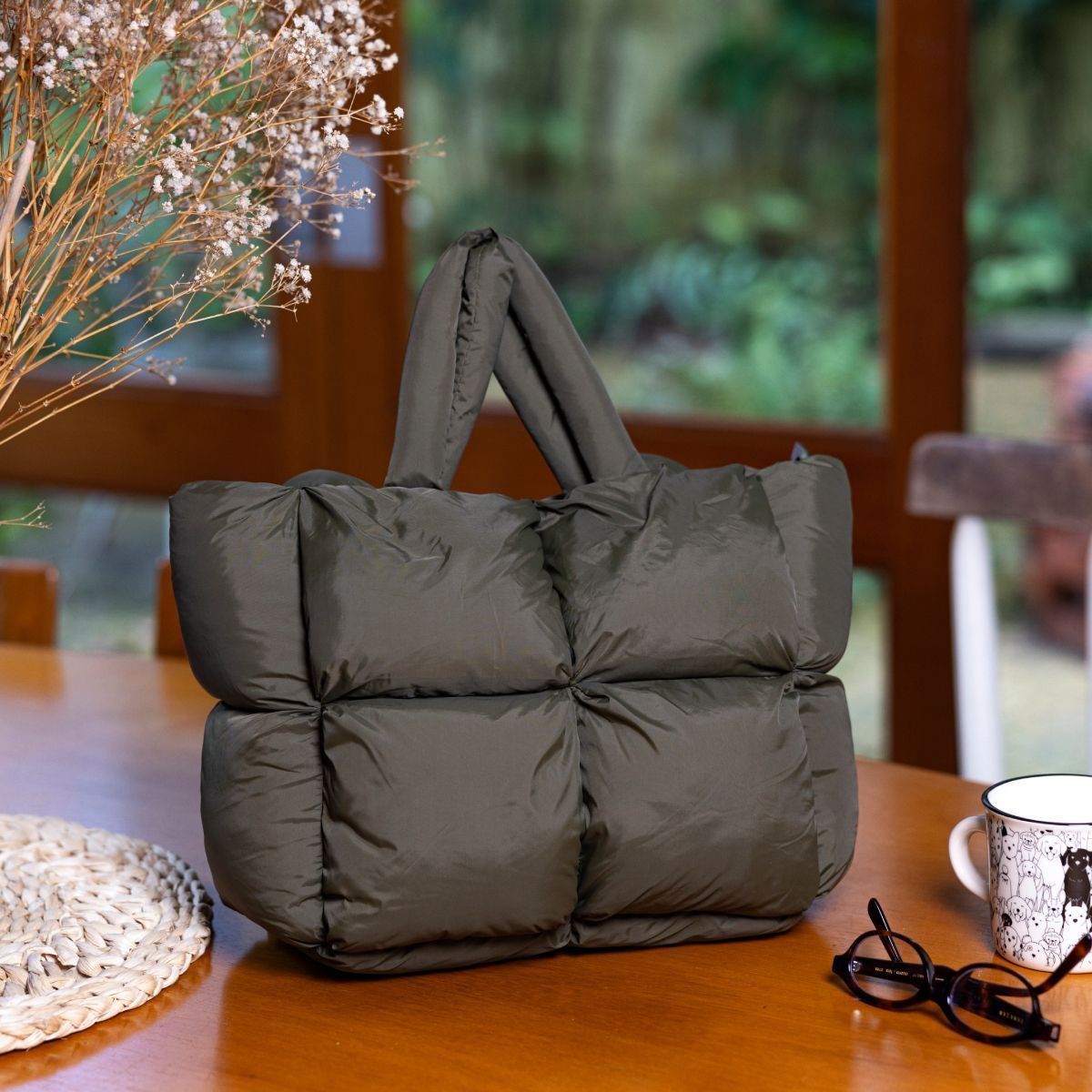 Bolsa Puffer Alças Verde Escura Verde 2