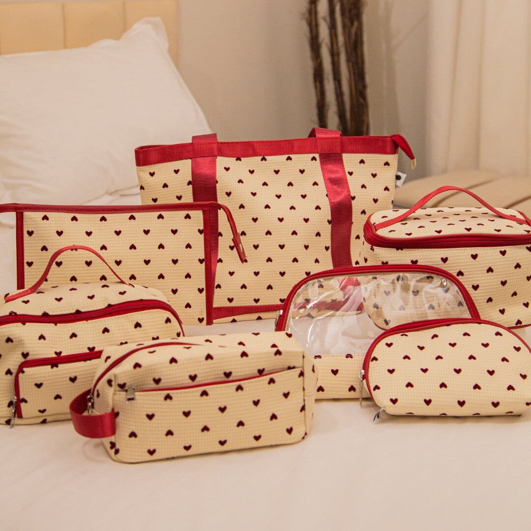 Necessaire Kit Coração Branco/Vermelho 2