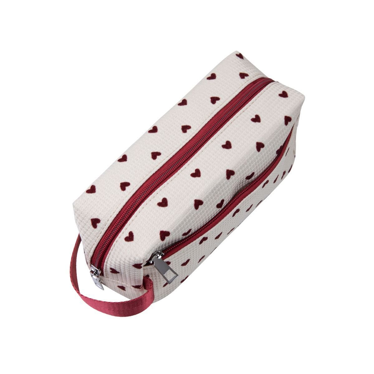Necessaire Bolso Frontal Coração Branco/Vermelho 3