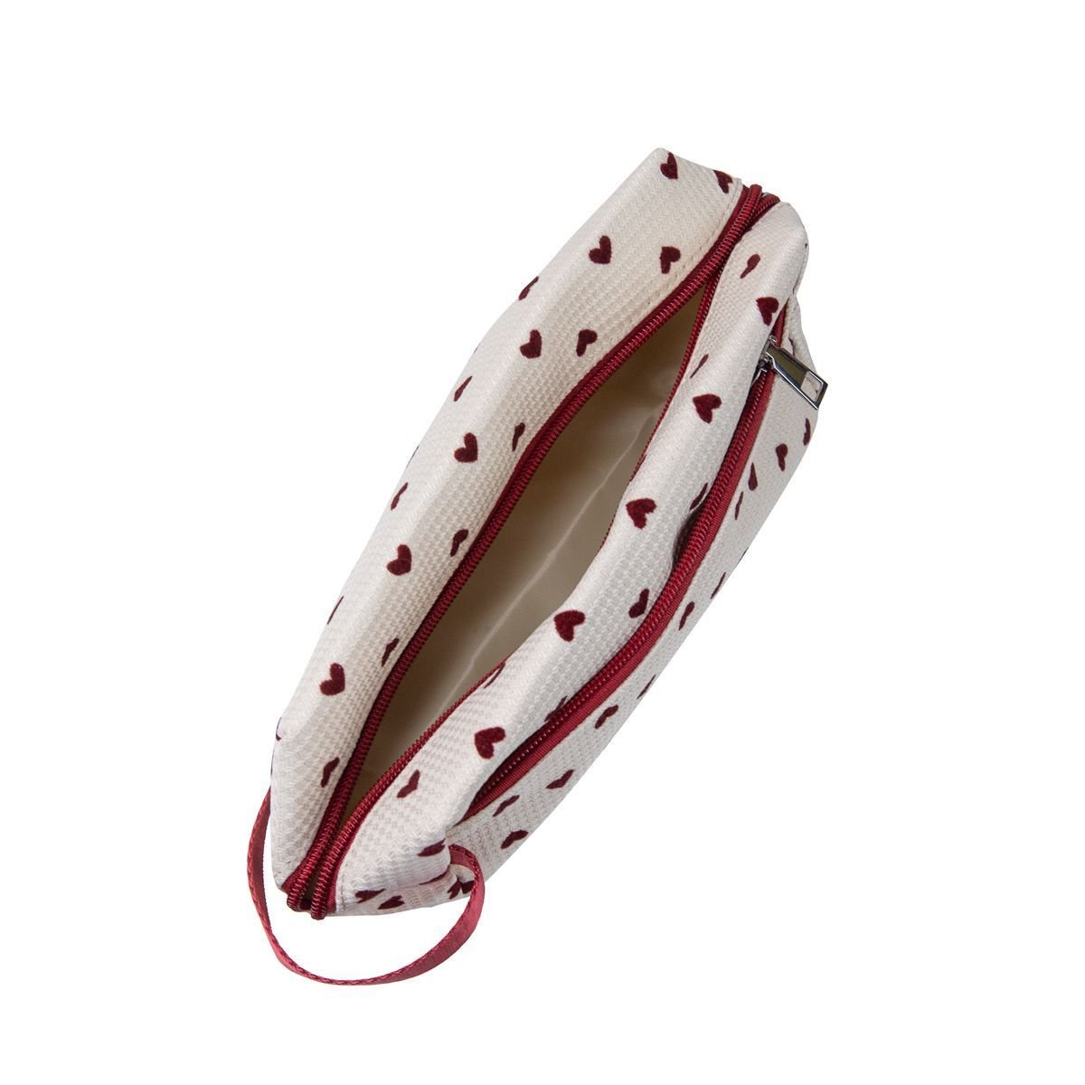 Necessaire Bolso Frontal Coração Branco/Vermelho 4